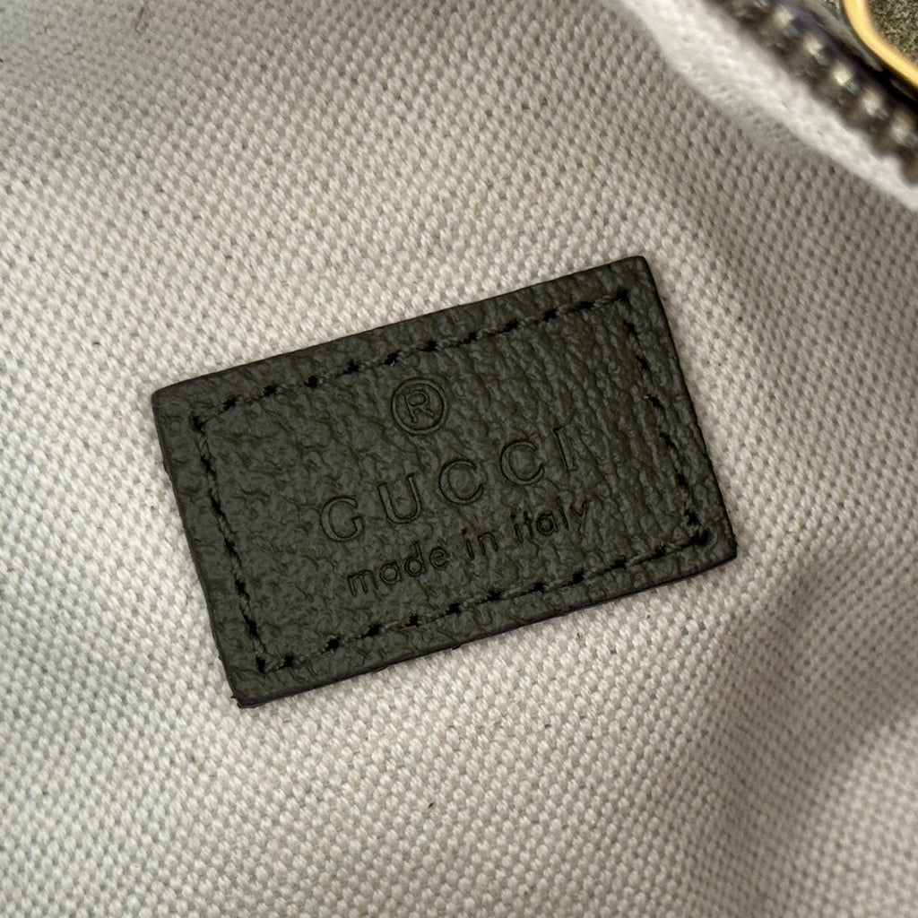 GUCCI 25S OPHIDIA MINI SHOULDER BAG 19 CM IN MOSS GREEN SUEDE