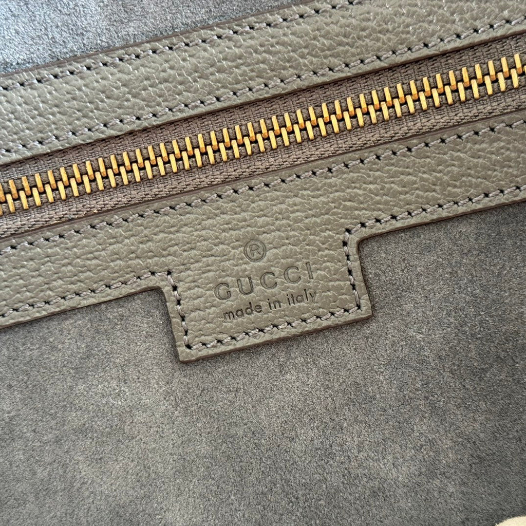 GUCCI 25S OPHIDIA MEDIUM TOTE 36 CM IN GREY SUEDE