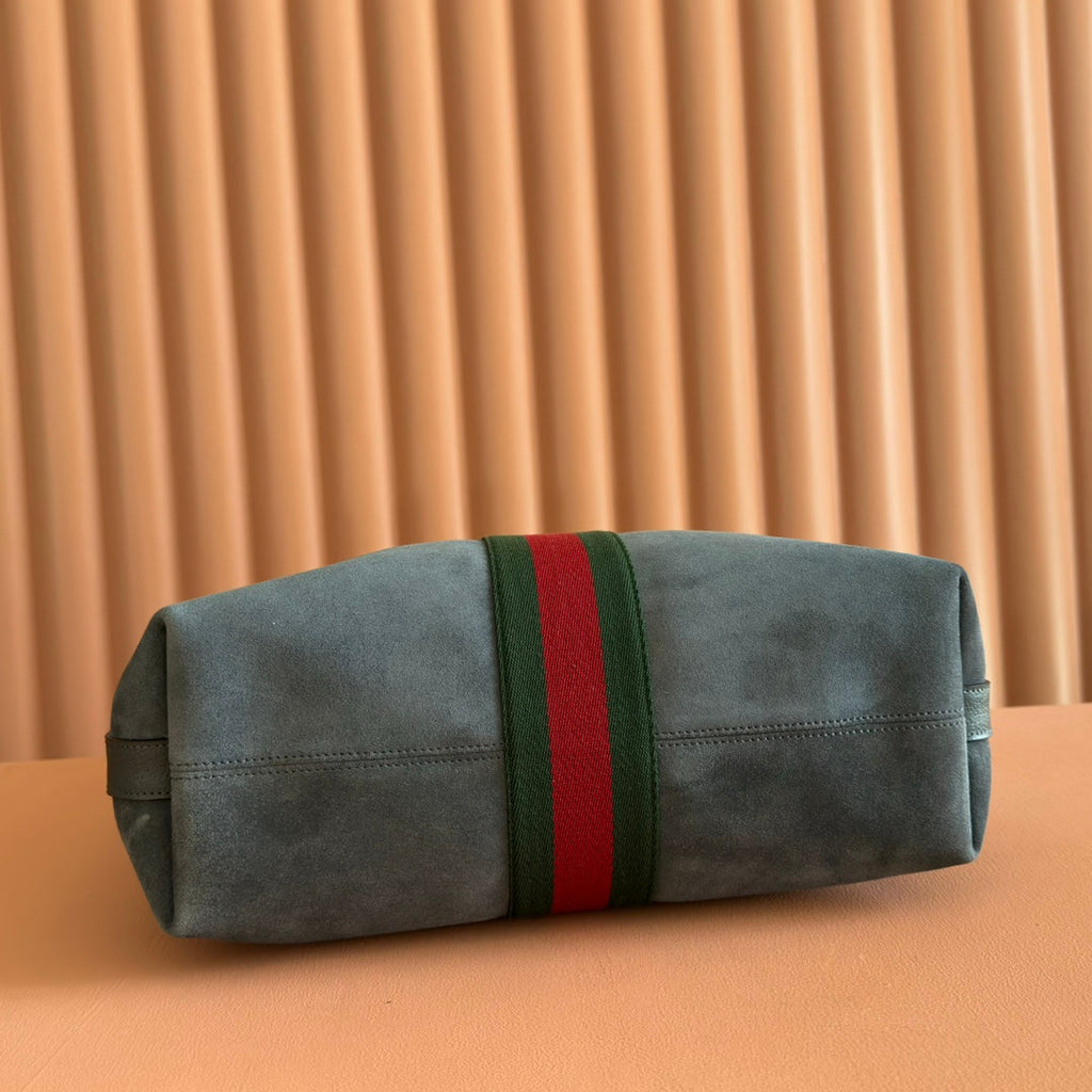 GUCCI 25S OPHIDIA MEDIUM TOTE 36 CM IN GREY SUEDE