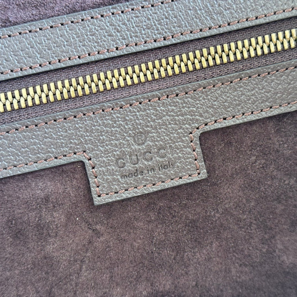 GUCCI 25S OPHIDIA MEDIUM TOTE 36 CM IN DARK CHOCOLATE BROWN SUEDE
