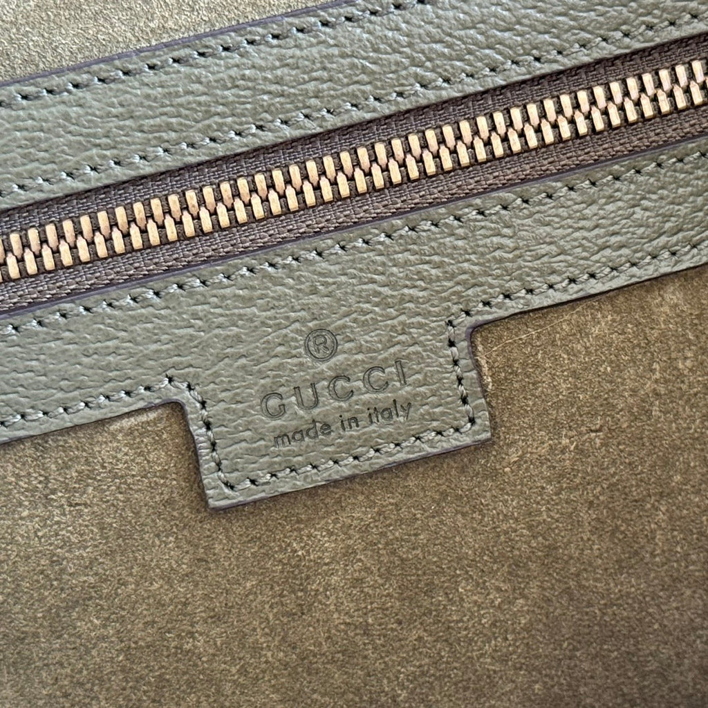 GUCCI 25S OPHIDIA MEDIUM TOTE 36 CM IN EARTH BROWN SUEDE