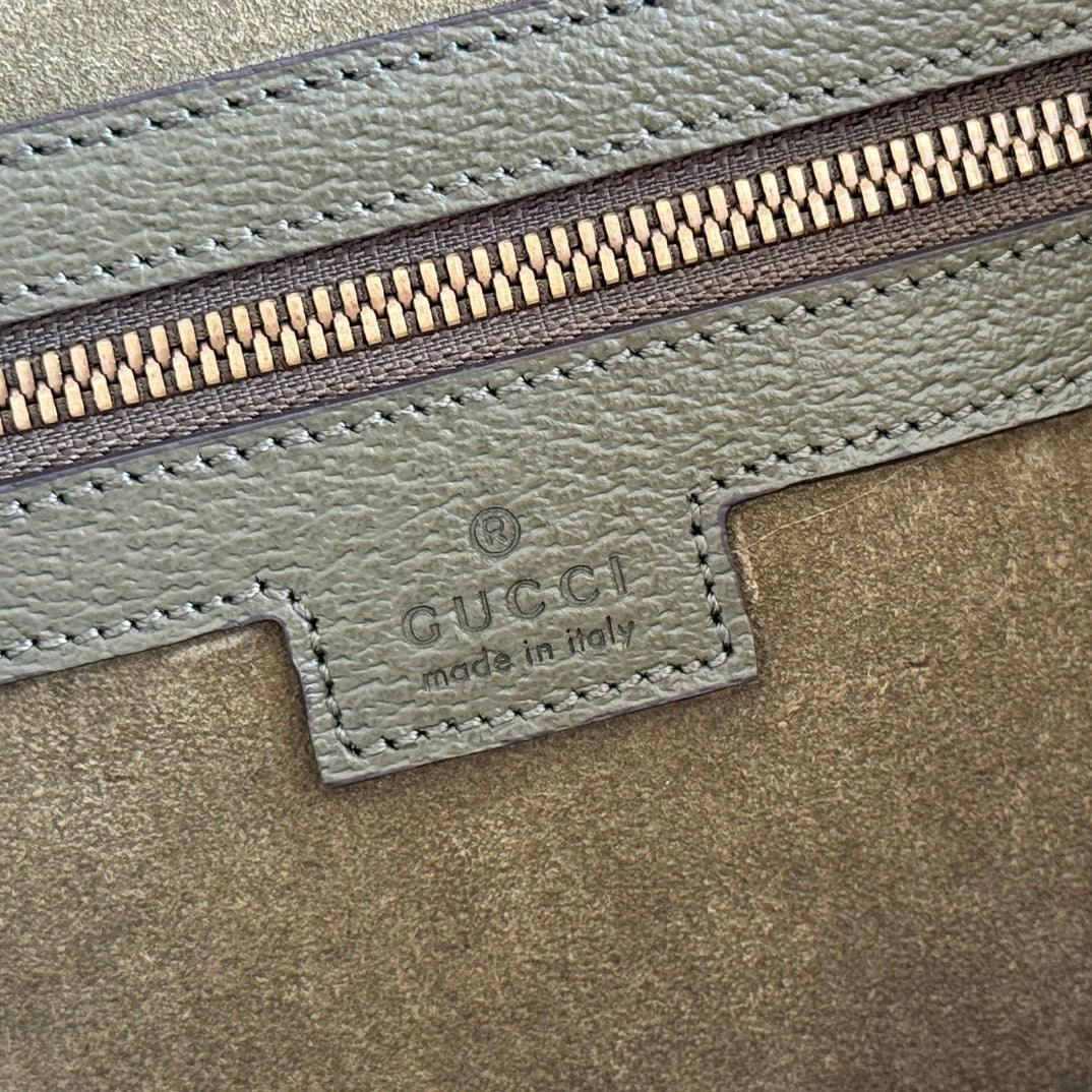 GUCCI 25S OPHIDIA MEDIUM TOTE 36 CM IN EARTH BROWN SUEDE