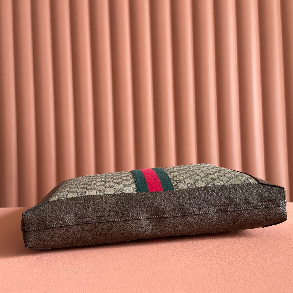 GUCCI 25S TOTE BAG 43 CM IN DARK BROWN MIX BEIGE LAMBSKIN WITH GOLD HARDWARE