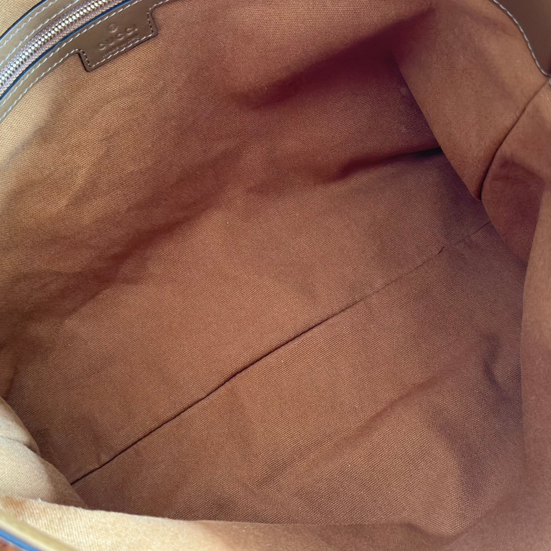 GUCCI 25S BEATRIX BAG 35 IN BROWN SUEDE WITH GOLD HARDWARE