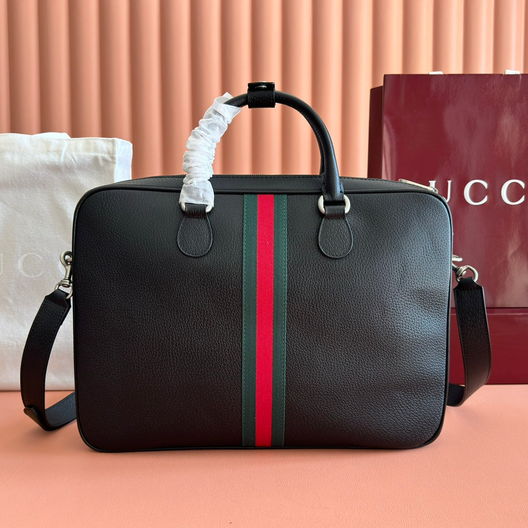 GUCCI 25S OPHIDIA LARGE DOCUMENT CASE 40 CM IN BLACK CALFSKIN