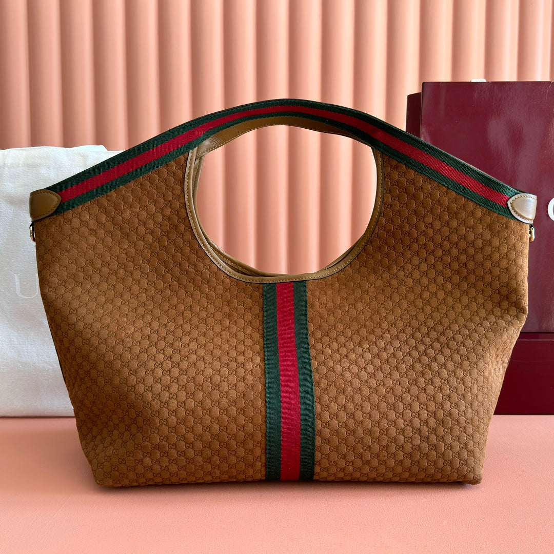 GUCCI 25S GIGLIO LARGE TOTE BAG 60 CM IN BROWN CANVAS