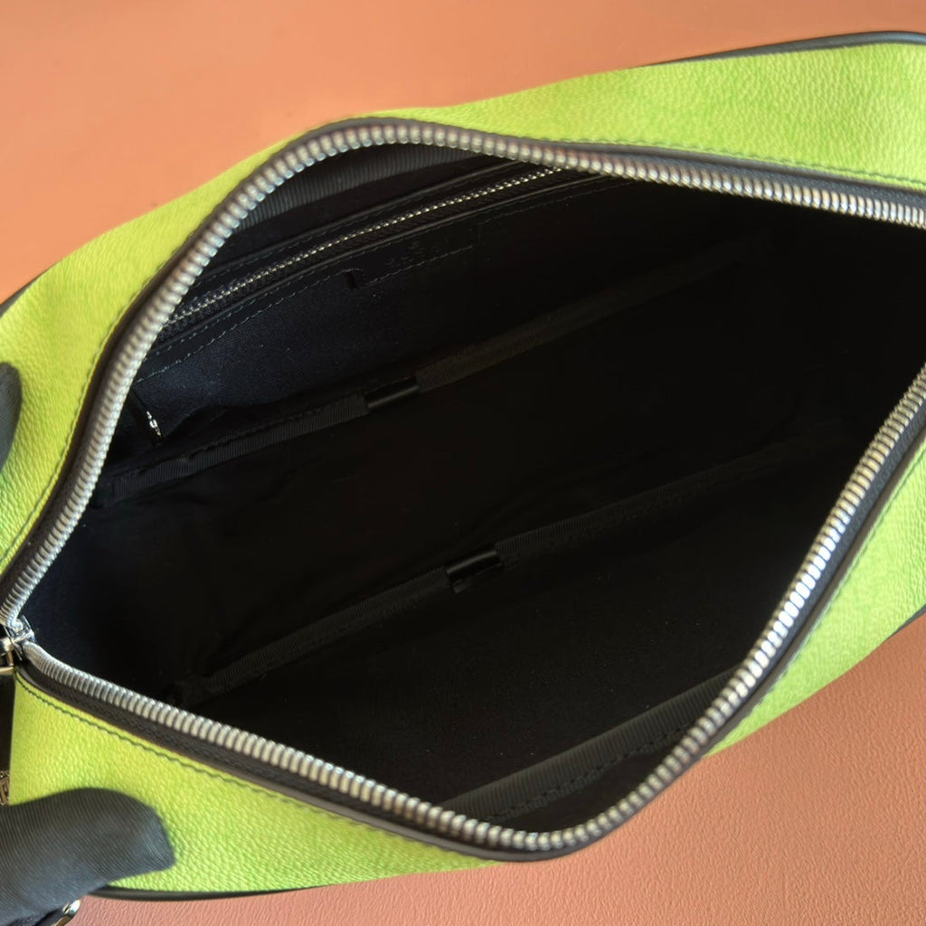 GUCCI 25S SHOULDER BAG 29 CM IN NEON GREEN TO DARK GRAY OMBRÉ CALFSKIN