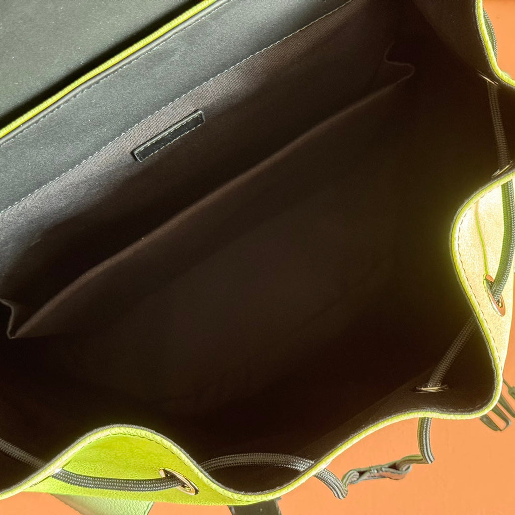 GUCCI 25S BACKPACK 46 CM IN NEON GREEN TO DARK GRAY OMBRÉ CALFSKIN