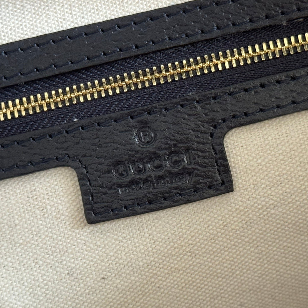 GUCCI 25S BEATRIX LARGE TOTE BAG 35 CM IN SLATE BLUE-GRAY CANVAS