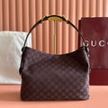 GUCCI 25S BEATRIX LARGE TOTE BAG 35 CM IN DARK CHOCOLATE BROWN CANVAS