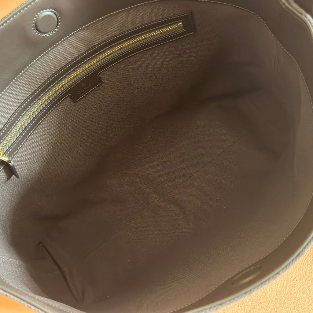 GUCCI 25S BEATRIX LARGE TOTE BAG 35 CM IN DARK CHOCOLATE BROWN CANVAS