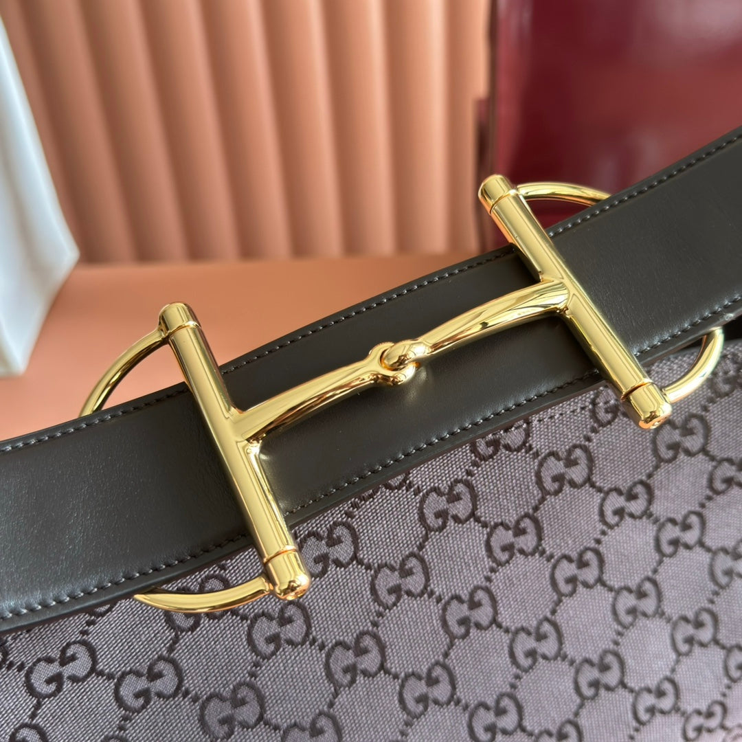 GUCCI 25S BEATRIX LARGE TOTE BAG 35 CM IN DARK CHOCOLATE BROWN CANVAS