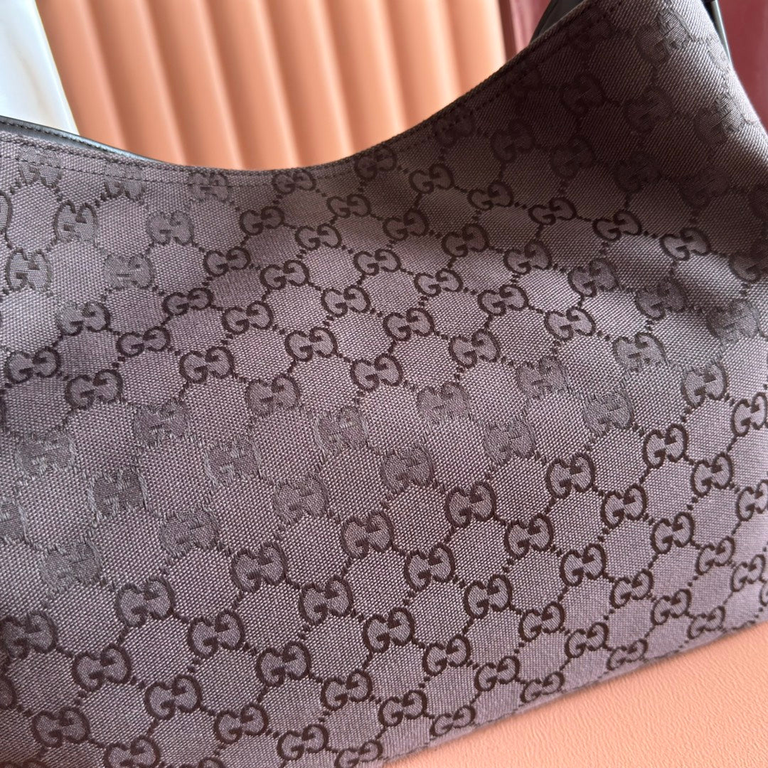 GUCCI 25S BEATRIX LARGE TOTE BAG 35 CM IN DARK CHOCOLATE BROWN CANVAS