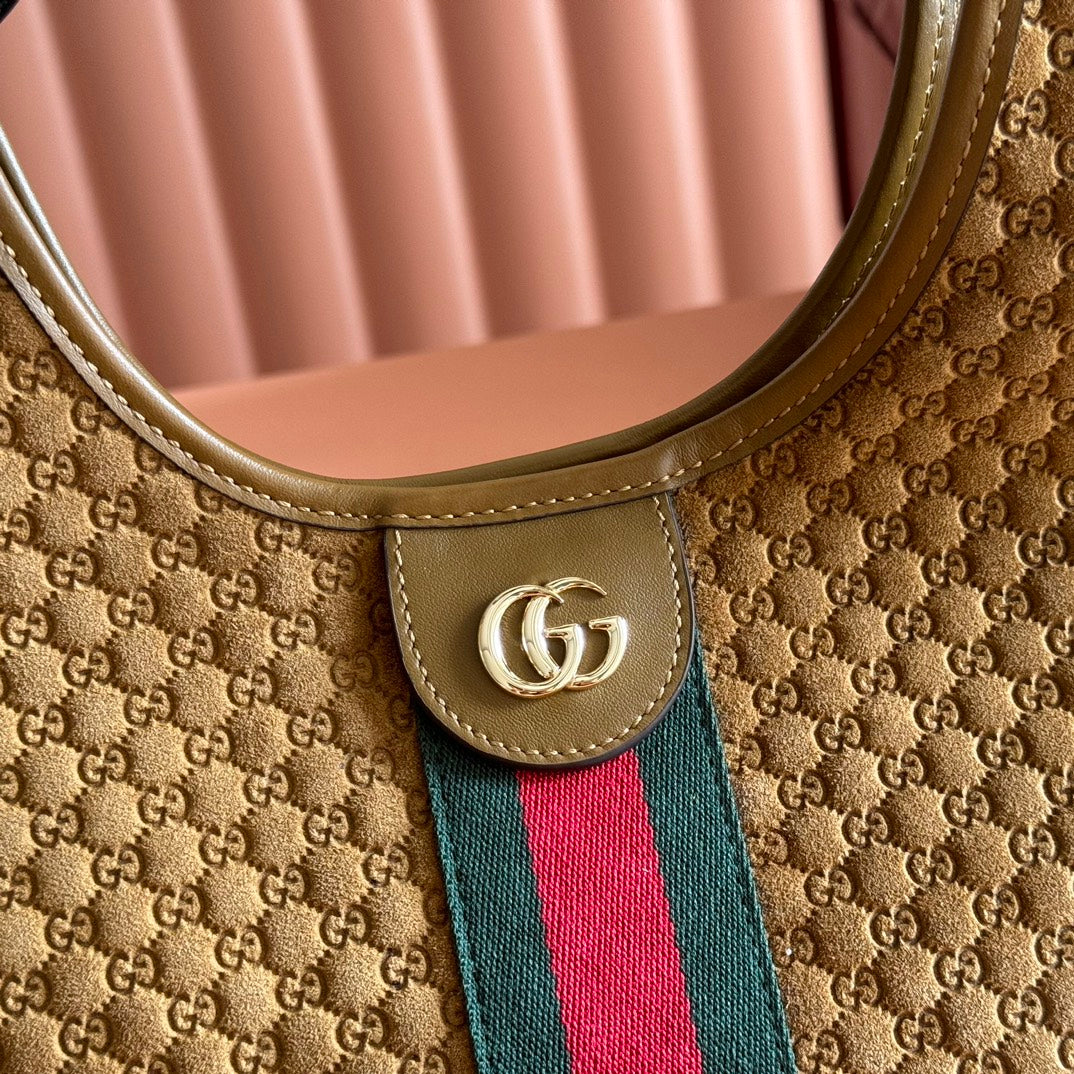 GUCCI 25S GIGLIO LARGE TOTE BAG 25 CM IN BROWN CANVAS