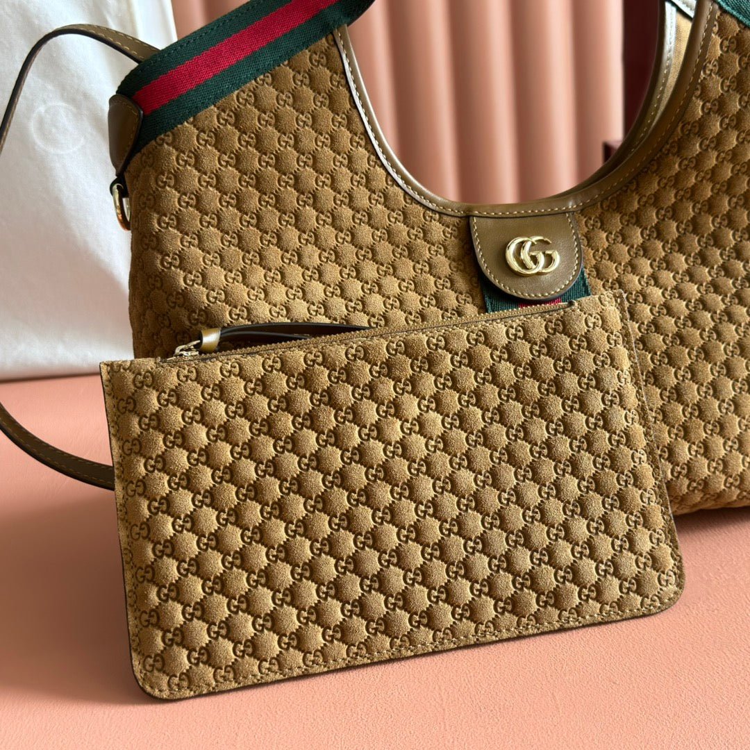 GUCCI 25S GIGLIO LARGE TOTE BAG 25 CM IN BROWN CANVAS