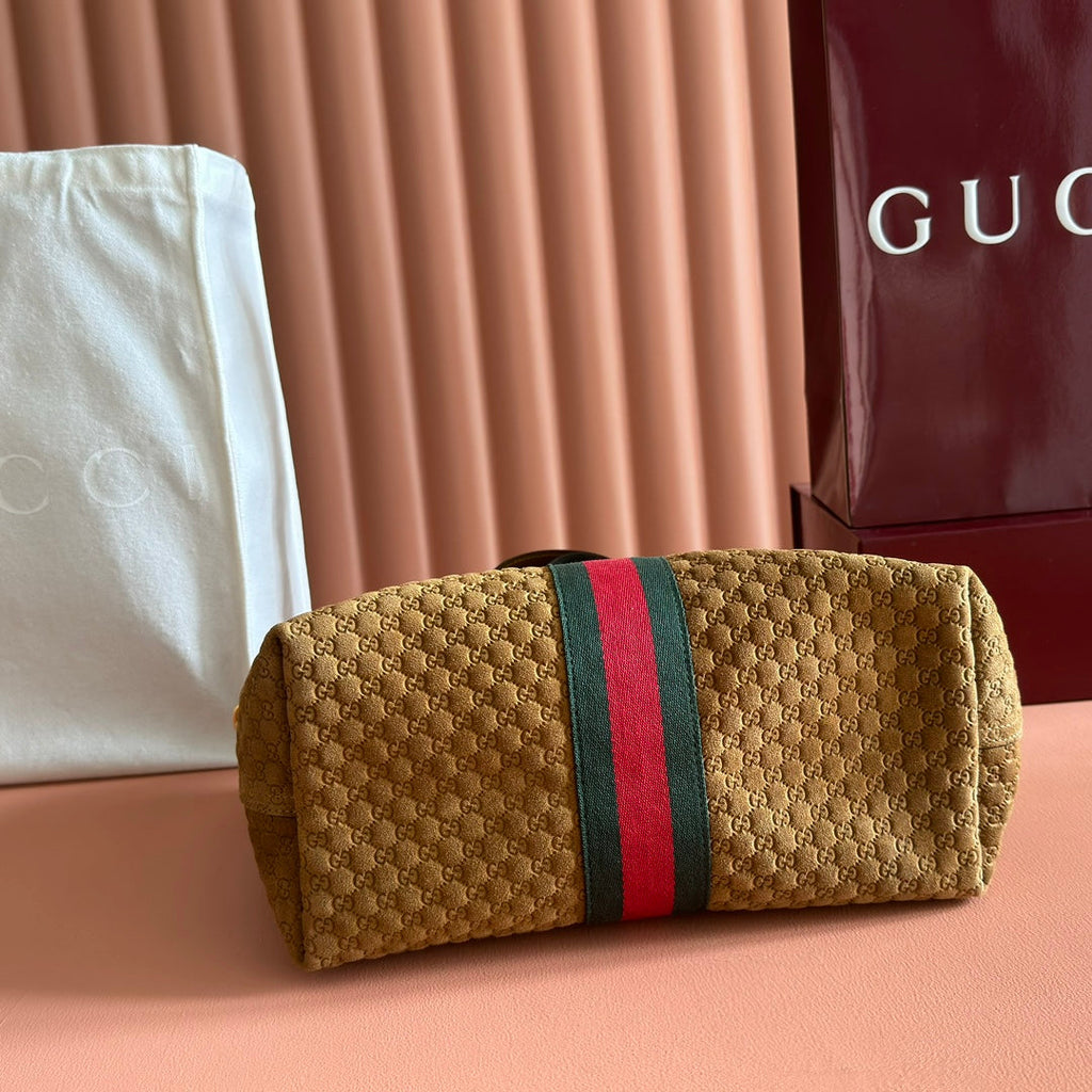 GUCCI 25S GIGLIO LARGE TOTE BAG 25 CM IN BROWN CANVAS