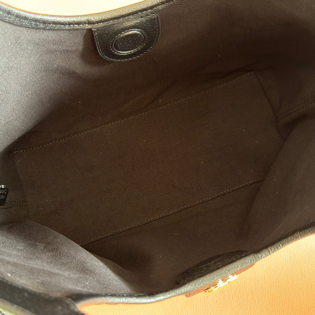 GUCCI 25S GIGLIO LARGE TOTE BAG 25 CM IN BLACK CANVAS