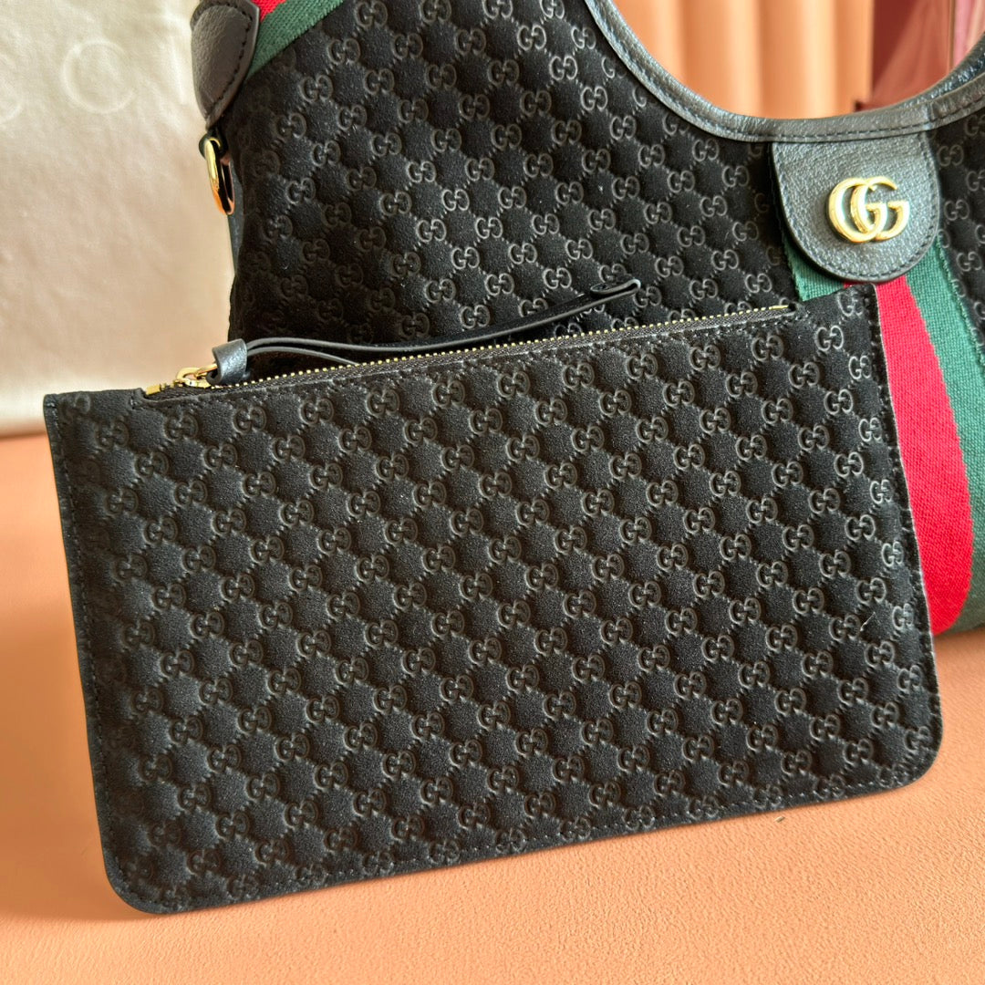 GUCCI 25S GIGLIO LARGE TOTE BAG 25 CM IN BLACK CANVAS