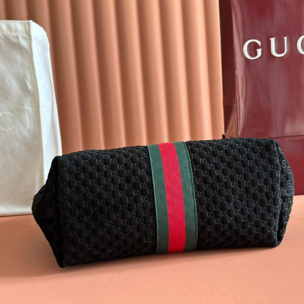 GUCCI 25S GIGLIO LARGE TOTE BAG 25 CM IN BLACK CANVAS