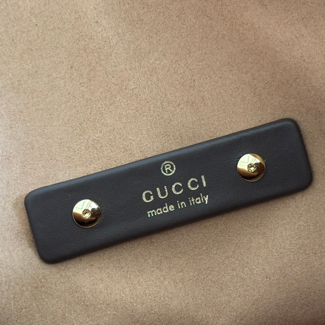 GUCCI 25S HANDBAG 46 CM IN DARK CACAO BROWN SUEDE WITH GOLD HARDWARE