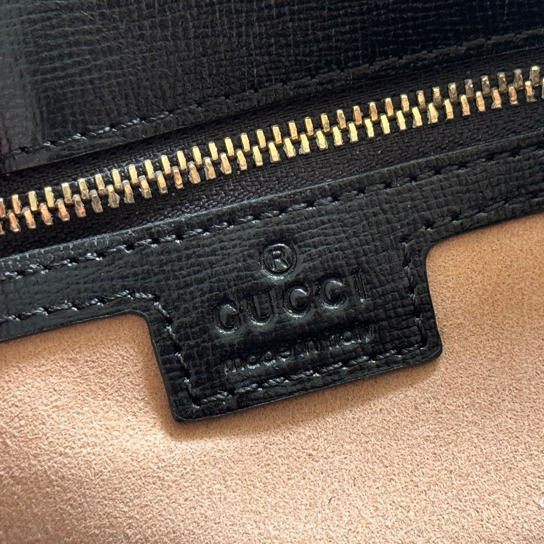 GUCCI 25S HORSEBIT 1955 MEDIUM SHOULDER BAG 29 CM IN BLACK CALFSKIN WITH GOLD HARDWARE