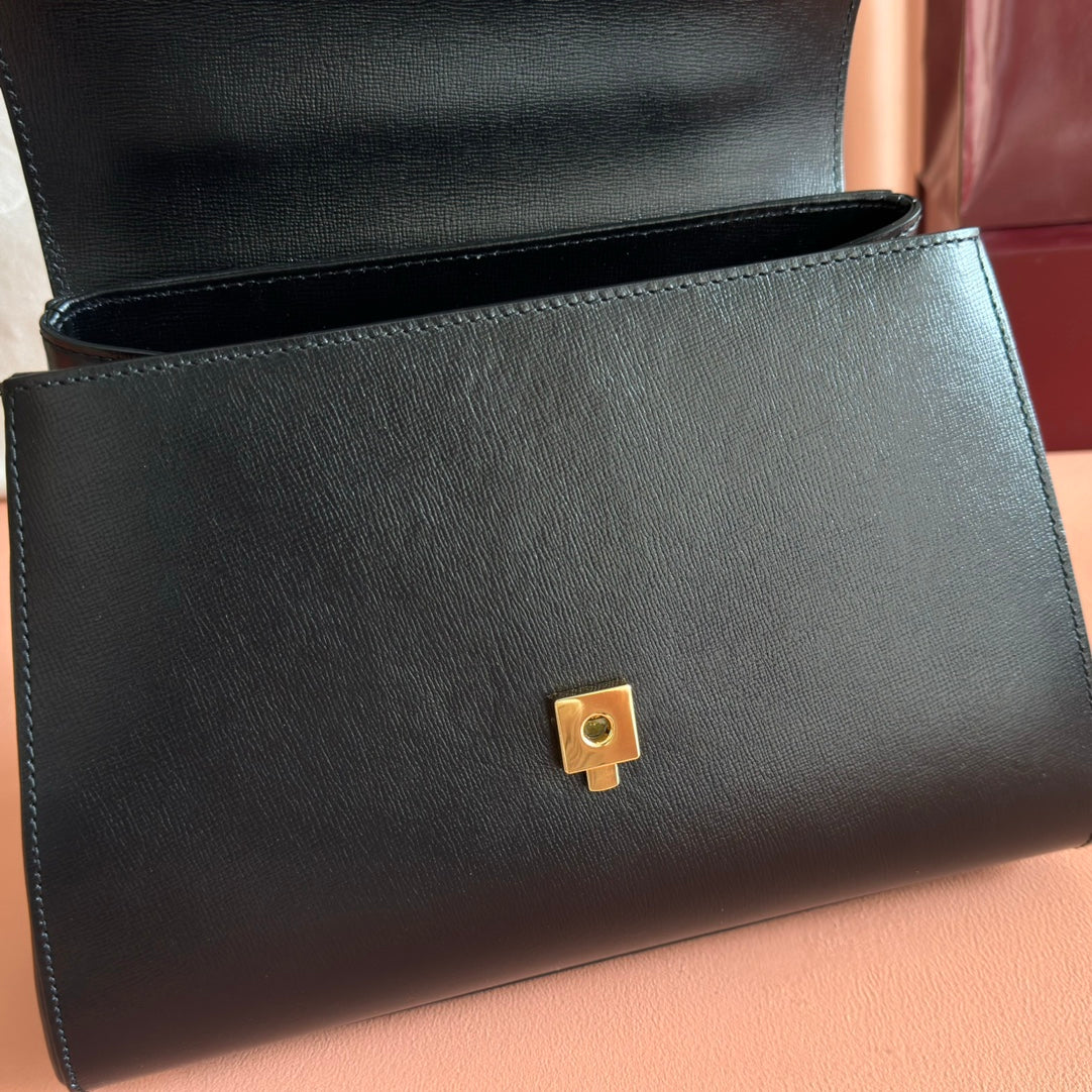 GUCCI 25S HORSEBIT 1955 MEDIUM SHOULDER BAG 29 CM IN BLACK CALFSKIN WITH GOLD HARDWARE