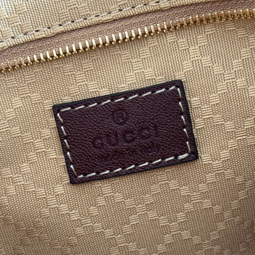 GUCCI 25S JACKIE MONOGRAM 28 CM IN LIGHT BROWN CANVAS AND CALFSKIN