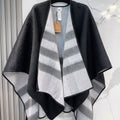 WOOL CAPE 140 CM BLACK AND LIGHT GRAY 394535