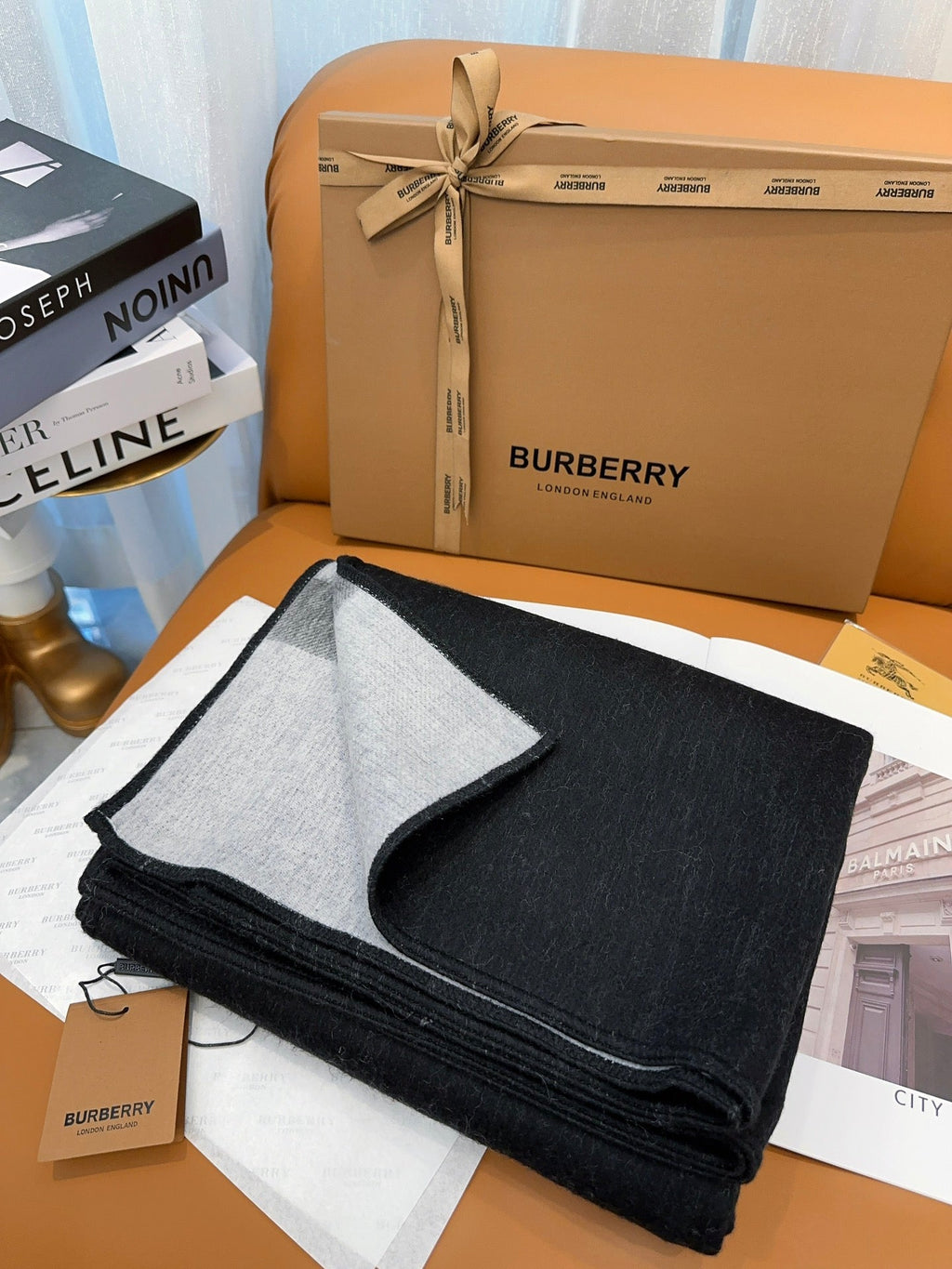 WOOL CAPE 140 CM BLACK AND LIGHT GRAY 394535