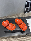 ALAIA CHUNKY TWO-STRAP SLIDES 25S IN ORANGE CALFSKIN