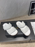 ALAIA CHUNKY TWO-STRAP SLIDES 25S IN WHITE CALFSKIN