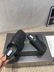 ALAIA WOVEN FLAT SHOES IN BLACK CALFSKIN STYLE 5