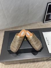 ALAIA WOVEN FLAT SHOES IN GOLD CALFSKIN STYLE 2