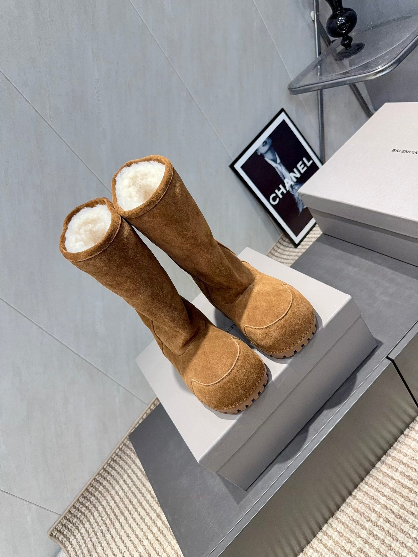BALENCIAGA 25S BOOTS PLATFORM HEEL IN BROWN SUEDE STYLE 4