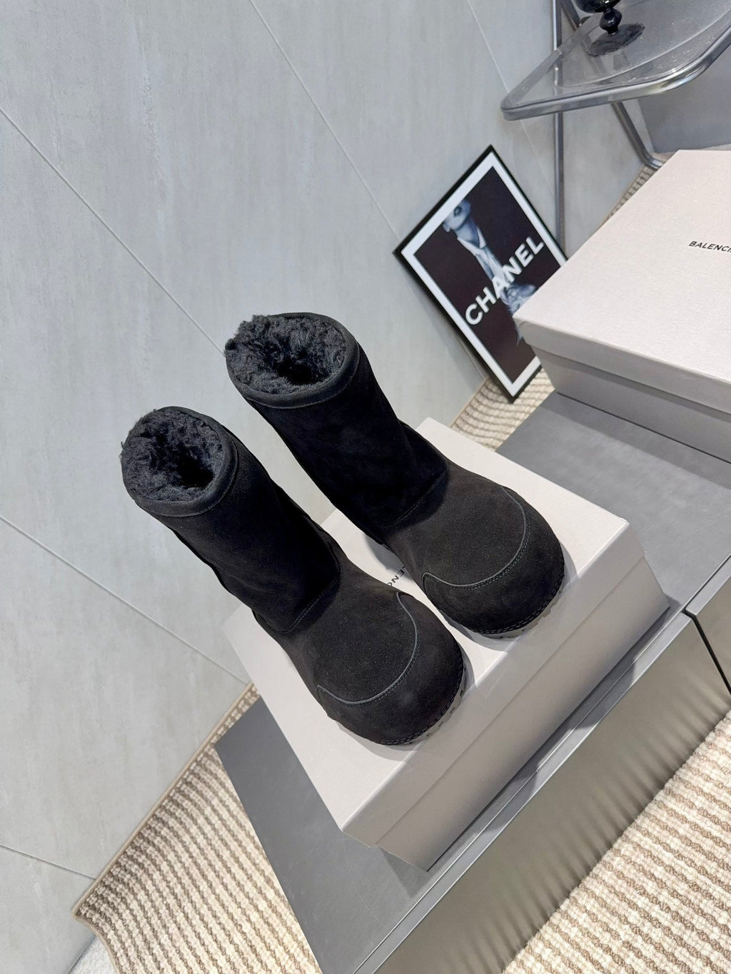 BALENCIAGA 25S LOW ANKLE BOOTS PLATFORM HEEL IN BLACK SUEDE STYLE 9