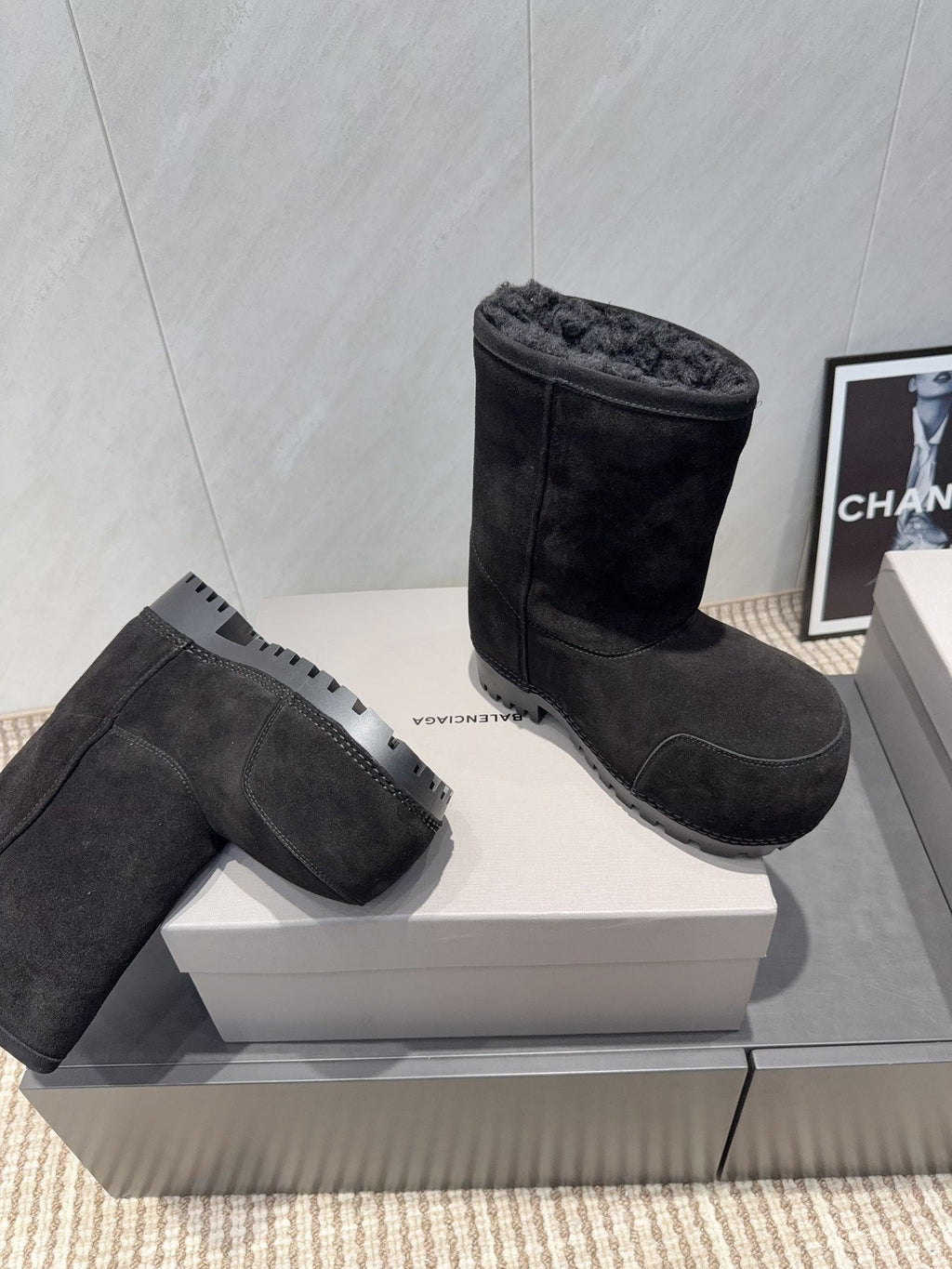 BALENCIAGA 25S LOW ANKLE BOOTS PLATFORM HEEL IN BLACK SUEDE STYLE 9