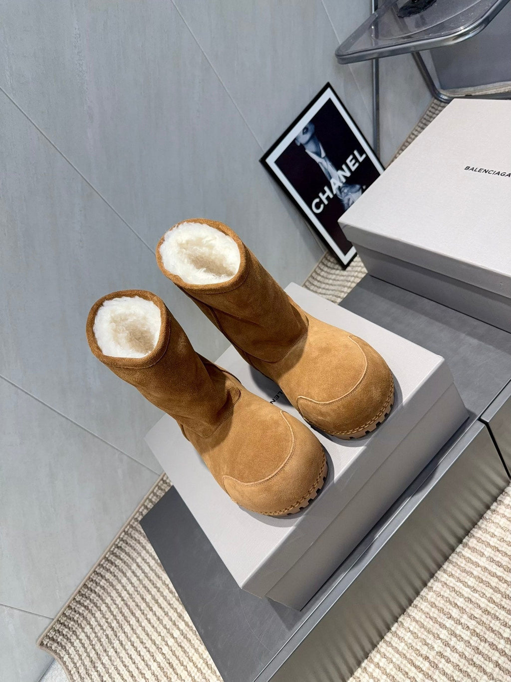 BALENCIAGA 25S LOW ANKLE BOOTS PLATFORM HEEL IN BROWN SUEDE STYLE 7