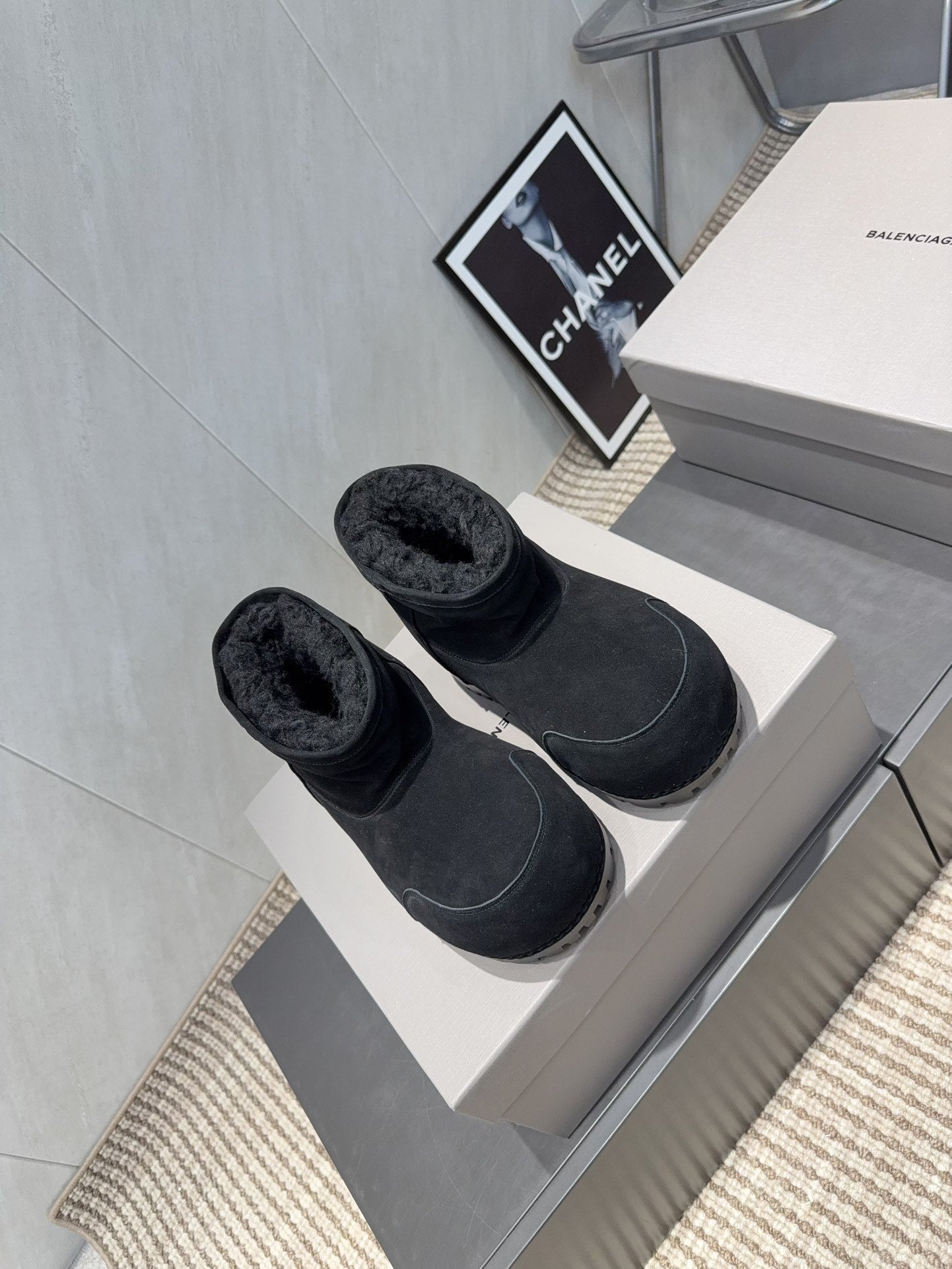 BALENCIAGA 25S LOW ANKLE BOOTS PLATFORM HEEL IN BLACK SUEDE STYLE 8