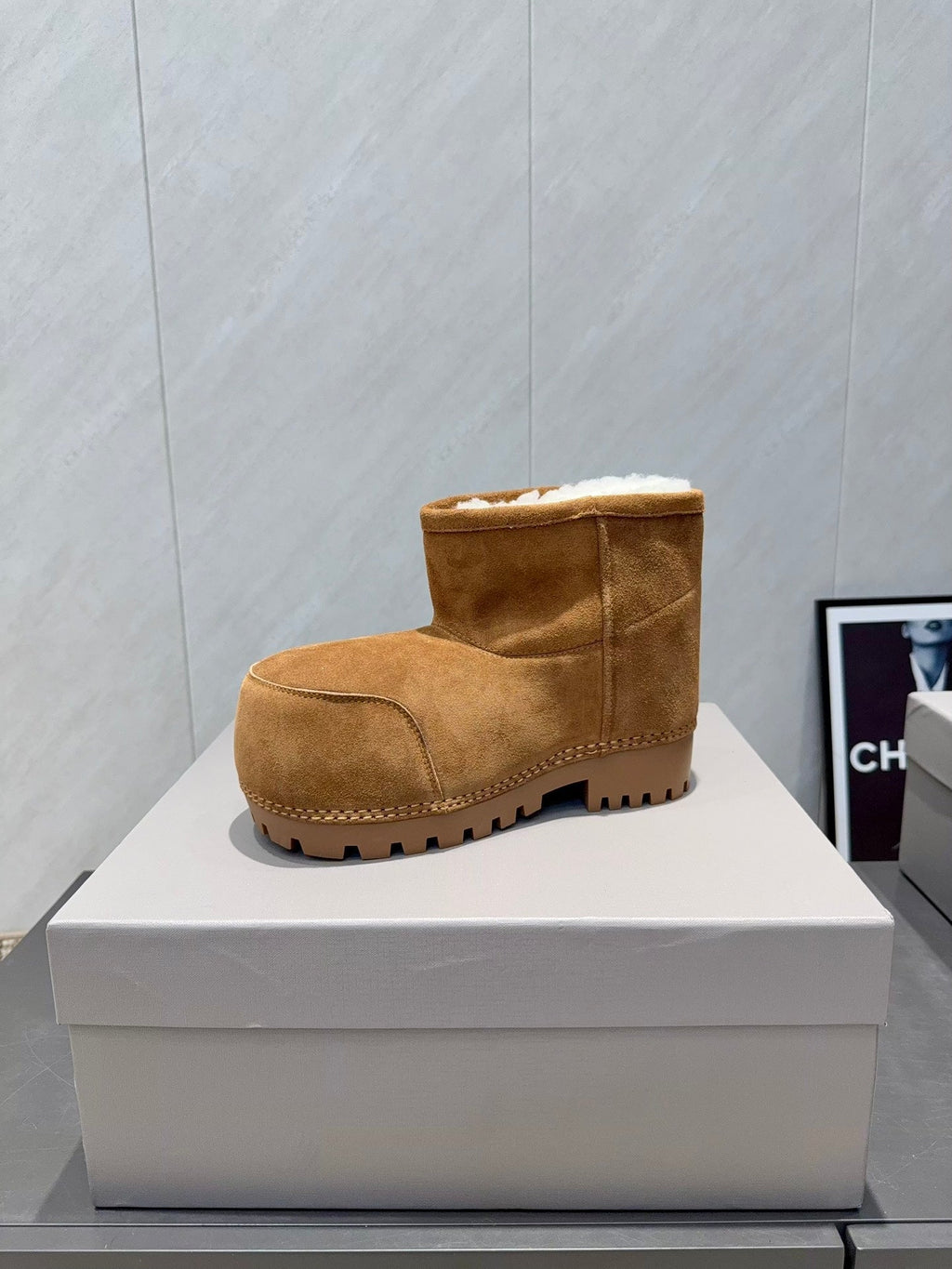 BALENCIAGA 25S LOW ANKLE BOOTS PLATFORM HEEL IN BROWN SUEDE STYLE 6