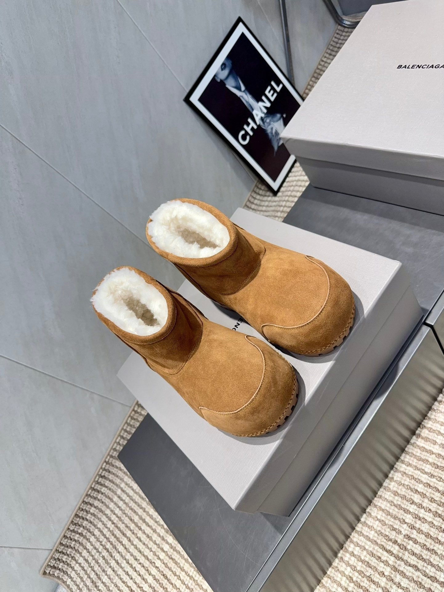 BALENCIAGA 25S LOW ANKLE BOOTS PLATFORM HEEL IN BROWN SUEDE STYLE 6