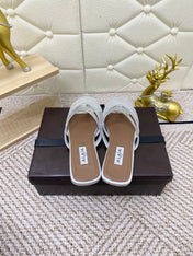 ALAIA BREATHABLE FLAT-TOE MULES 25S IN SILVER CALFSKIN