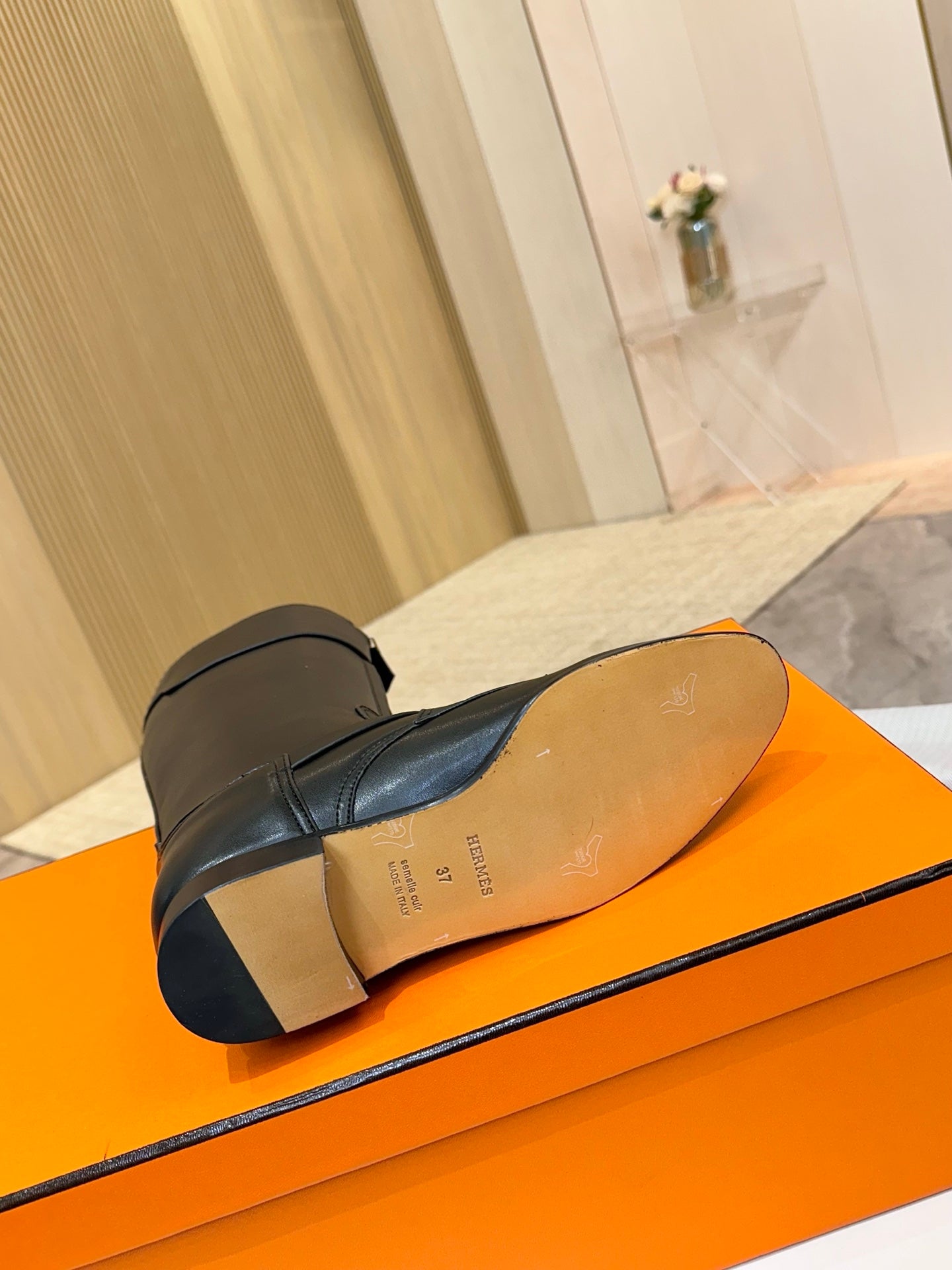 HM 25S RIDING BOOTS IN BLACK LAMBSKIN WITH SILVER HARDWARE