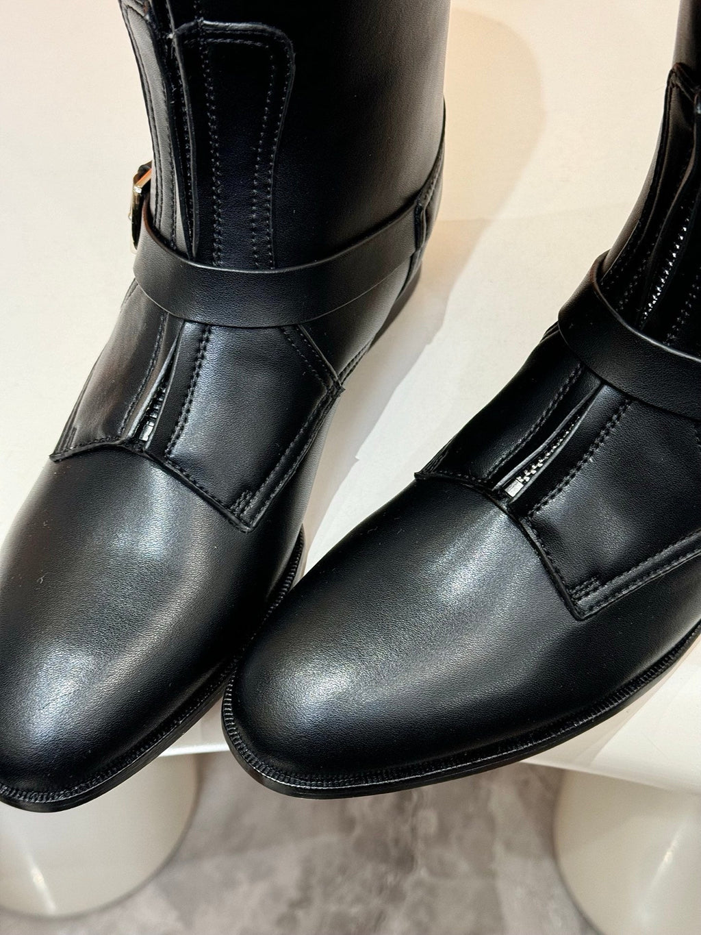 HM 25S RIDING BOOTS IN BLACK LAMBSKIN WITH SILVER HARDWARE