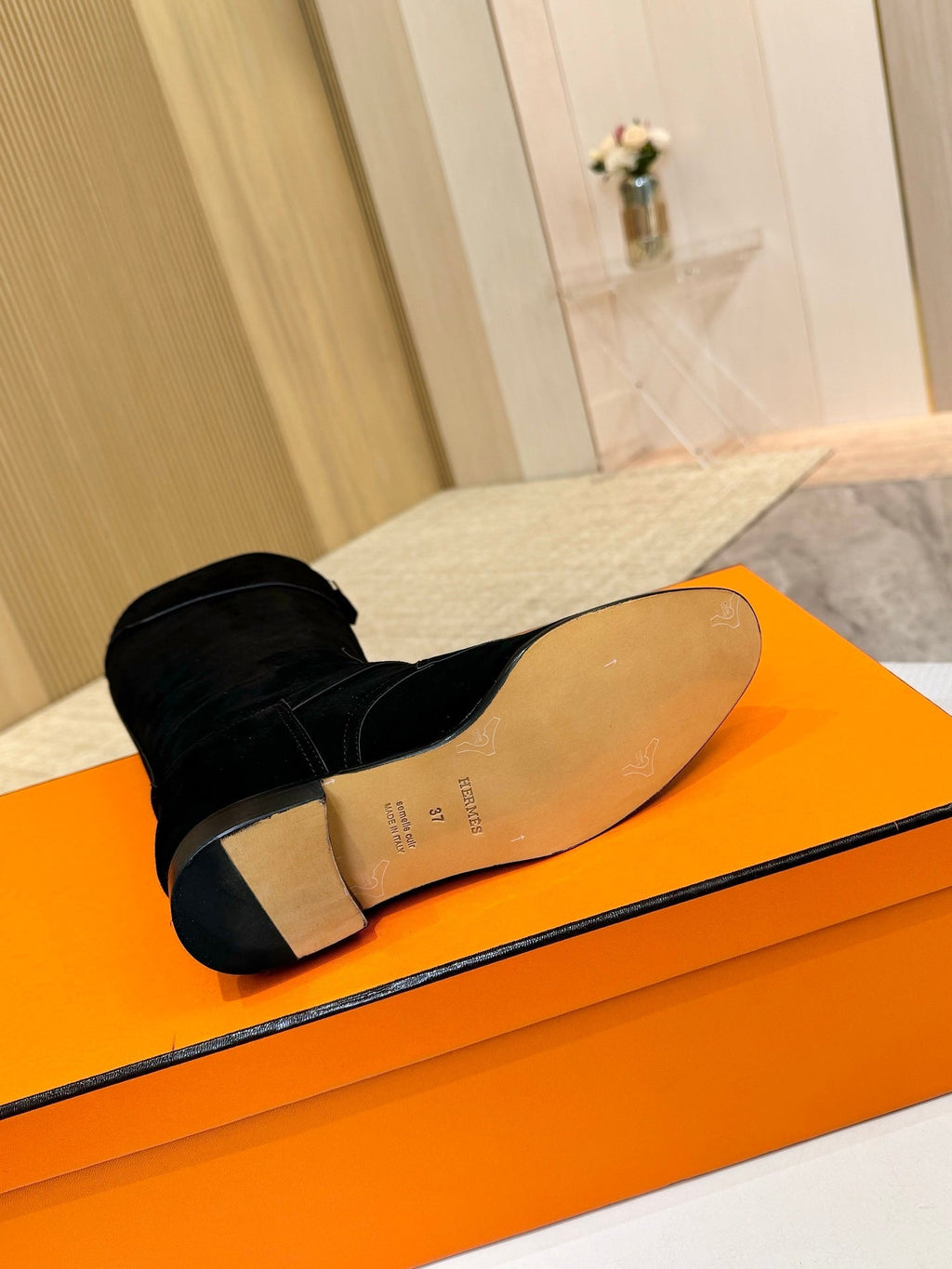 HM 25S RIDING BOOTS IN BLACK SUEDE WITH SILVER HARDWARE