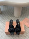 Black Mid - Heels With Black Bow Calfskin