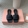 Women's Black Denim Slippers With Stylized Straps