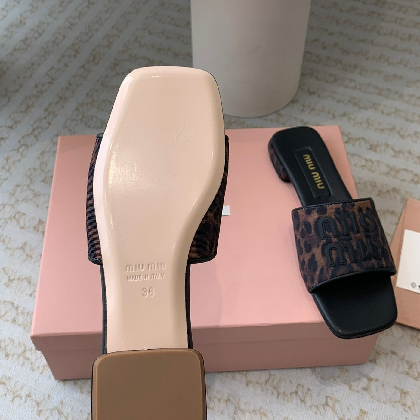 Women's Black Denim Slippers With Brown Straps