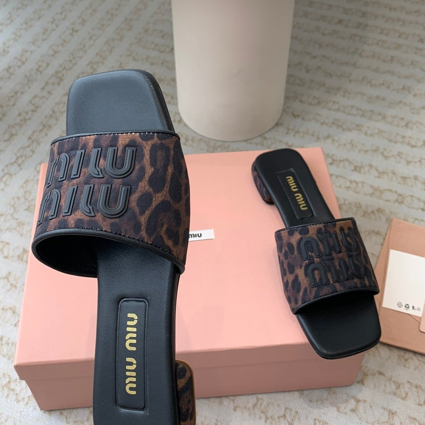 Women's Black Denim Slippers With Brown Straps