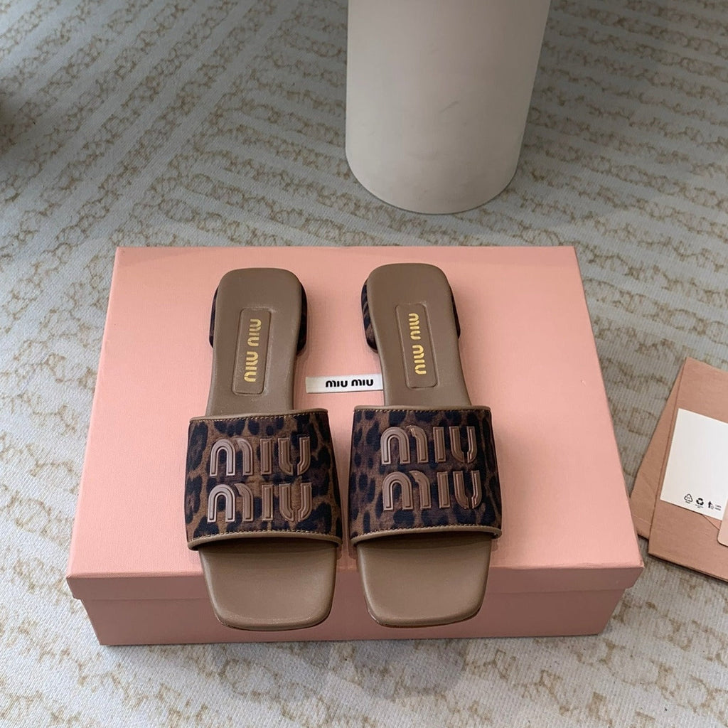 Women's Coffee Denim Slippers With Brown Straps