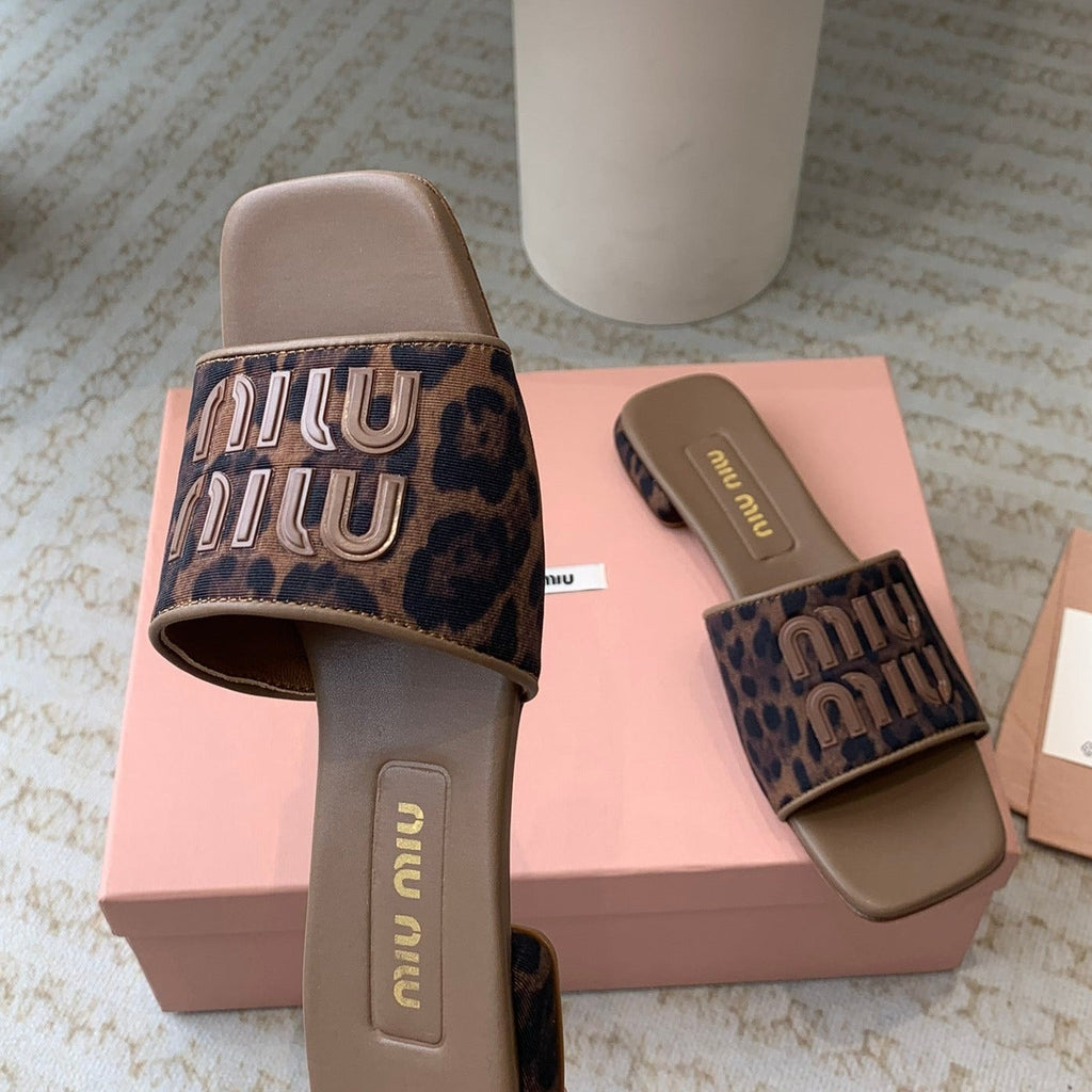 Women's Coffee Denim Slippers With Brown Straps